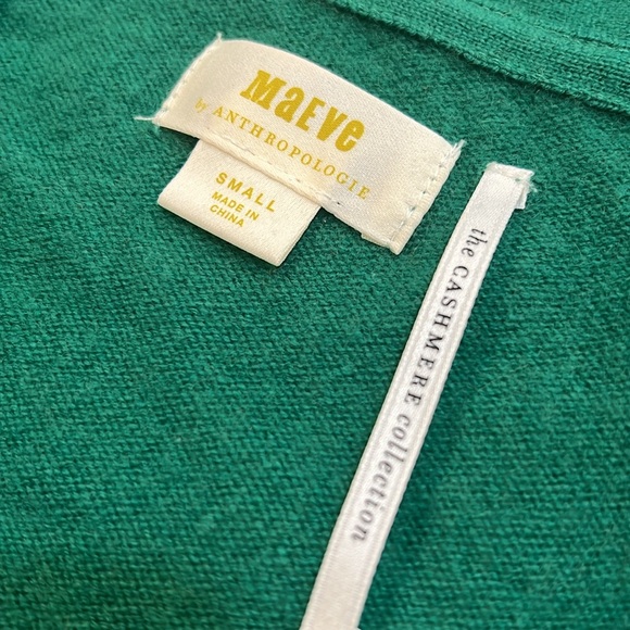 Anthropologie Maeve “Beth” green 100% cashmere button-up cardigan sweater -small - Picture 5 of 8